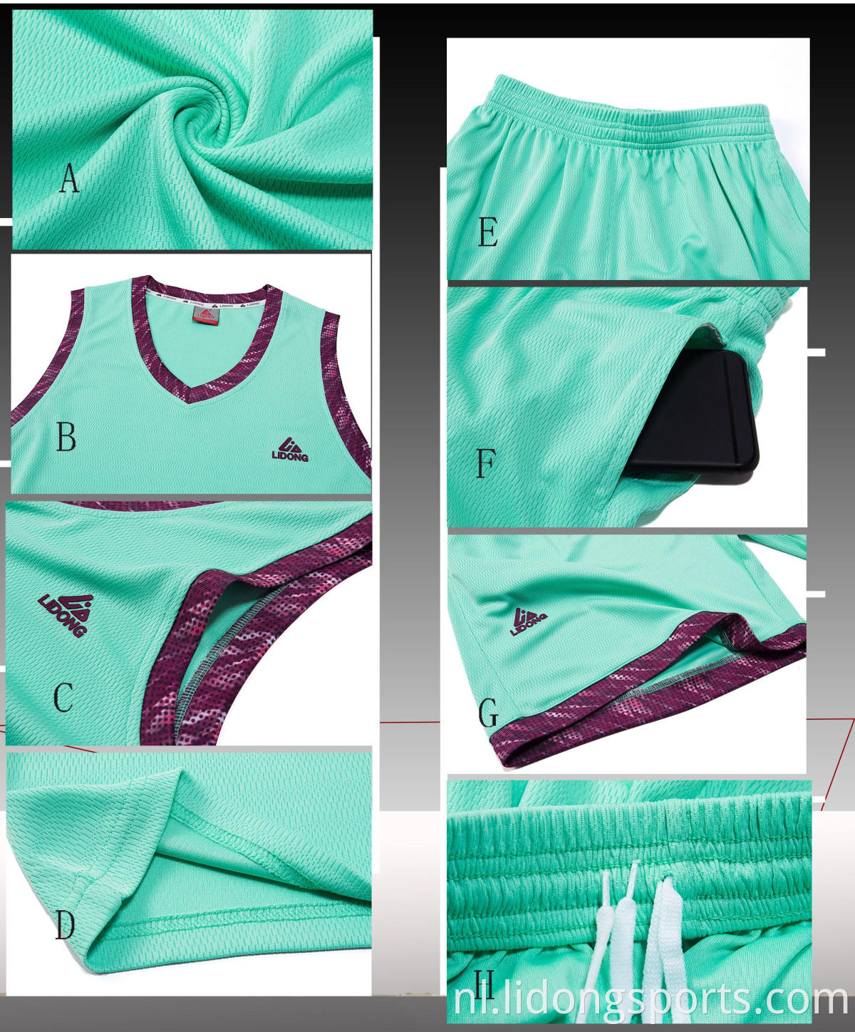 Sublimatie van hoge kwaliteit basketbal jersey uniform ontwerp kleur blauw groothandel sportkleding
